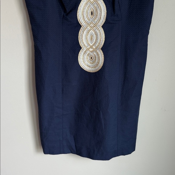 NEW LILLY PULITZER VALLI SHIFT DRESS in True Navy 8 - Picture 4 of 14